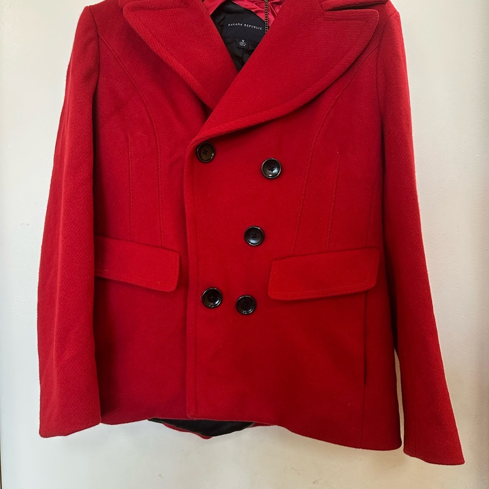 Banana Republic Red Pea Coat for Men